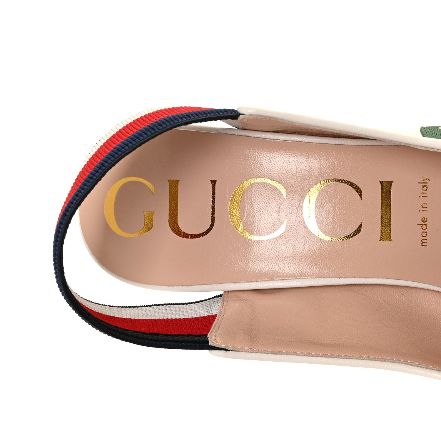Gucci Malaga Kid Web Sylvie High Heel Slingback Pumps 40 White 7 of 9