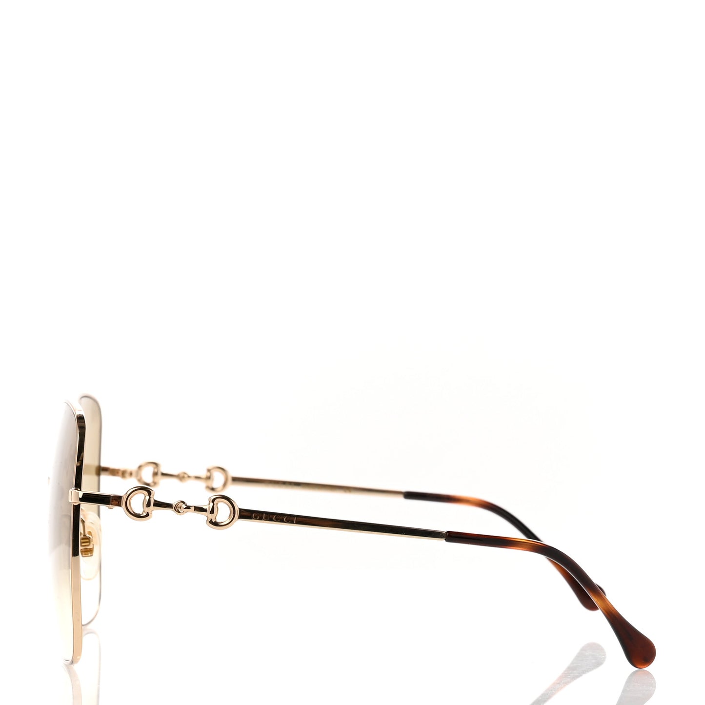 Metal Horsebit Square Frame Sunglasses GG0879S Gold