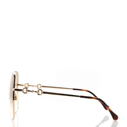 Gucci Metal Horsebit Square Frame Sunglasses GG0879S Gold 3 of 6