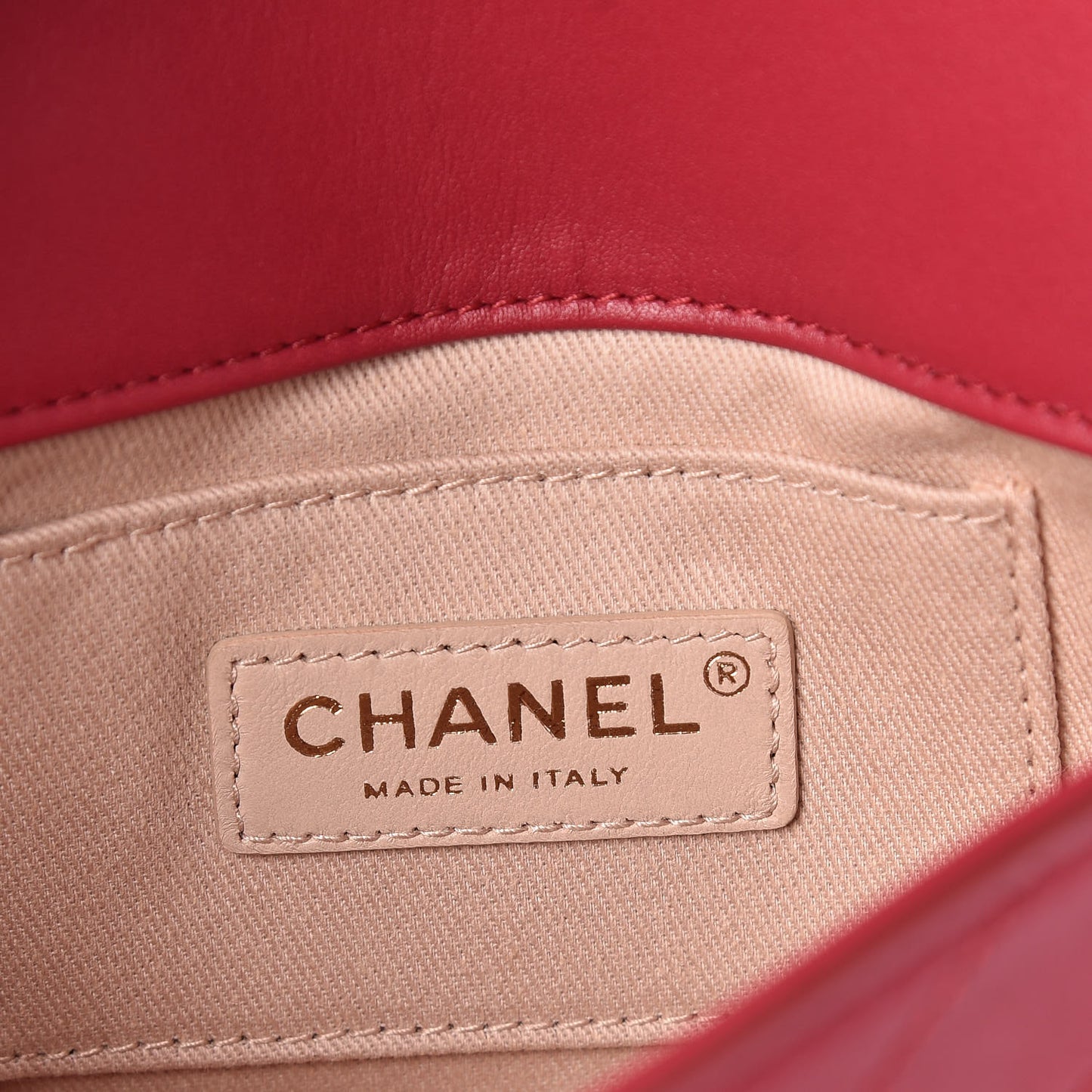 Calfskin Chevron Stitched Coco Waist Bag Red