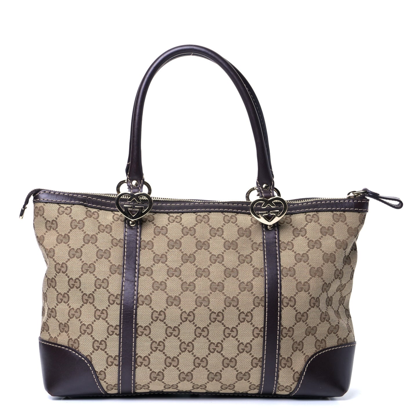 Monogram Small Lovely Heart Tote Dark Brown