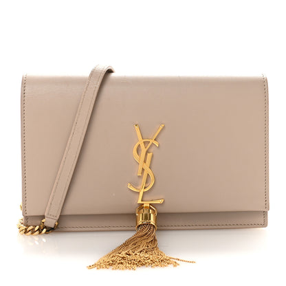 Saint Laurent Smooth Calfskin Classic Monogram Kate Tassel Chain Wallet Dark Beige 1 of 10