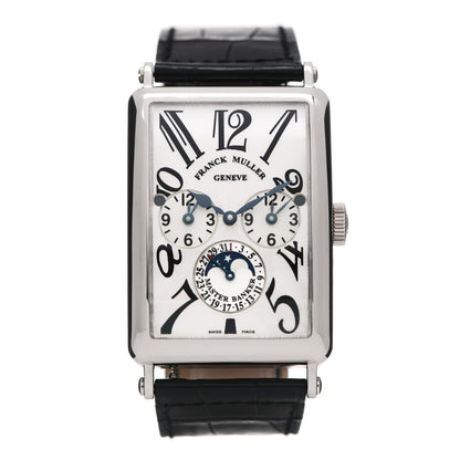 Franck Muller 18K White Gold Alligator 39mm Long Island Master Banker Lunar Automatic Watch 1250MBLDT 1 of 5