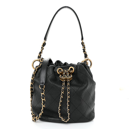 Chanel Lambskin Quilted Antique Signs Drawstring Bag Black 1 of 12