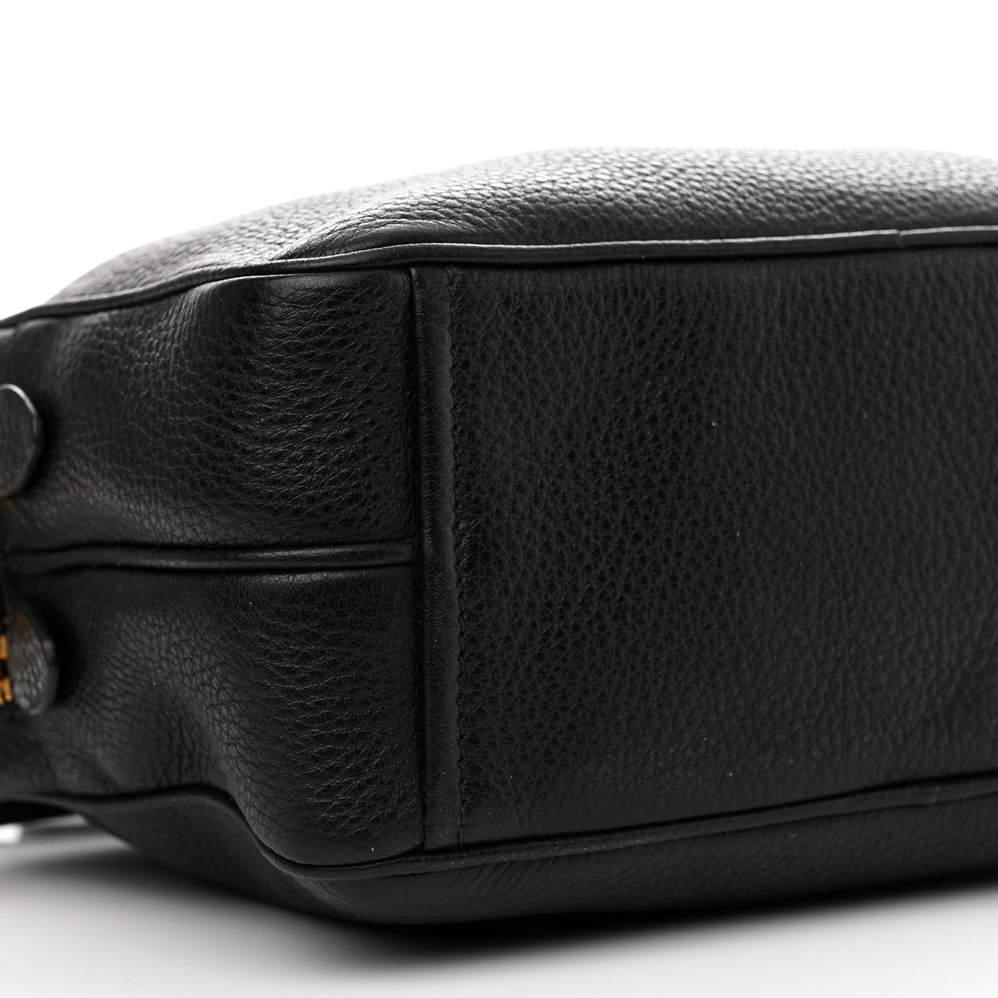 Vitello Daino Medium Double Zip Shoulder Bag Black