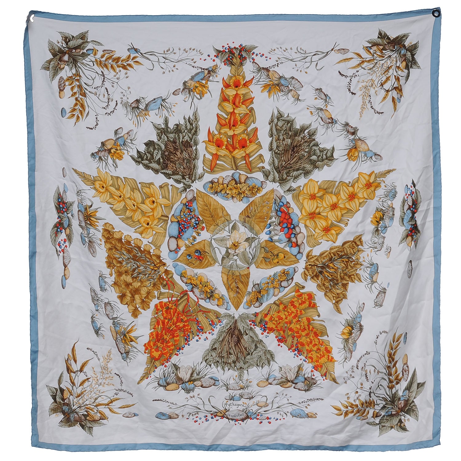 Hermes Silk Pythagore Scarf 90 Bleu 2 of 6