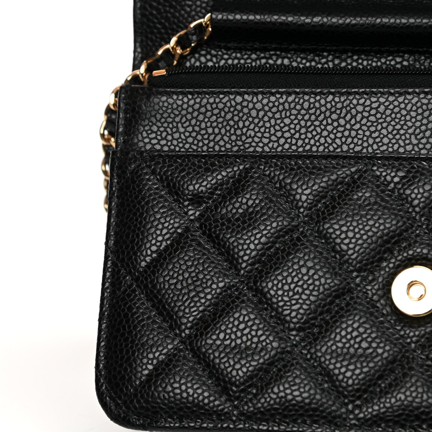 Caviar Quilted Wallet On Chain WOC Black