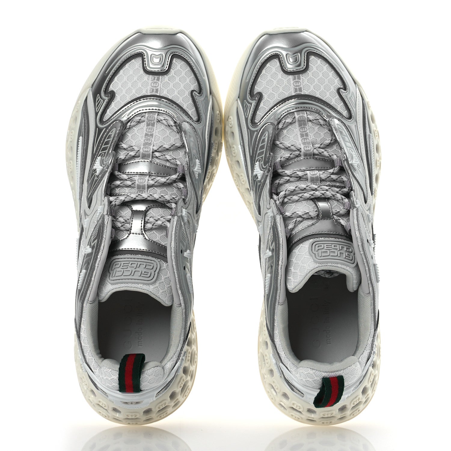 Gucci Metallic Demetra Mesh Cub3d Mens Sneakers 10 Grey White 2 of 11