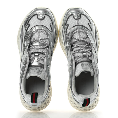 Gucci Metallic Demetra Mesh Cub3d Mens Sneakers 10 Grey White 2 of 11