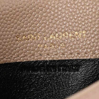 Saint Laurent Grain De Poudre Uptown Monogram Card Case Dark Beige 6 of 9
