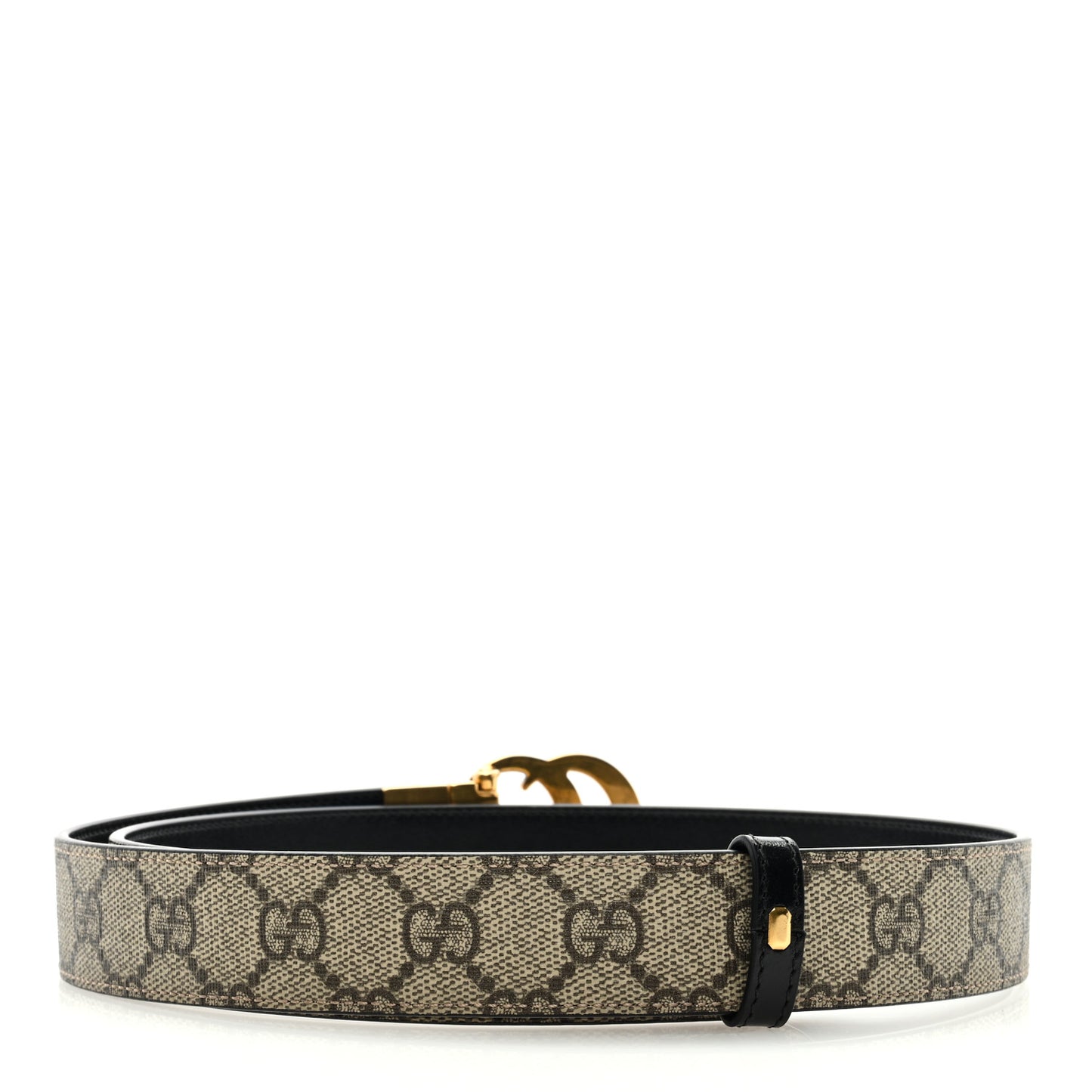 GG Supreme Monogram Plutone Calfskin Double G Reversible 30mm Belt 85 34 Beige Ebony Black