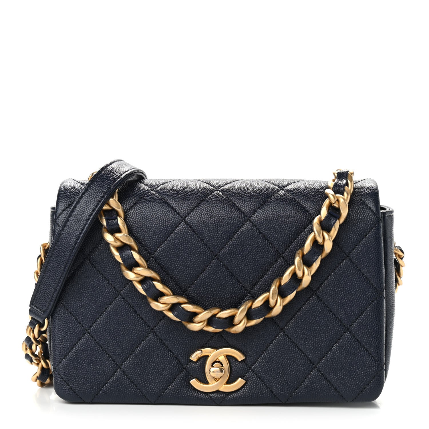 Chanel Caviar Quilted Small Fashion Therapy Flap Bag Navy Blue 1 of 10