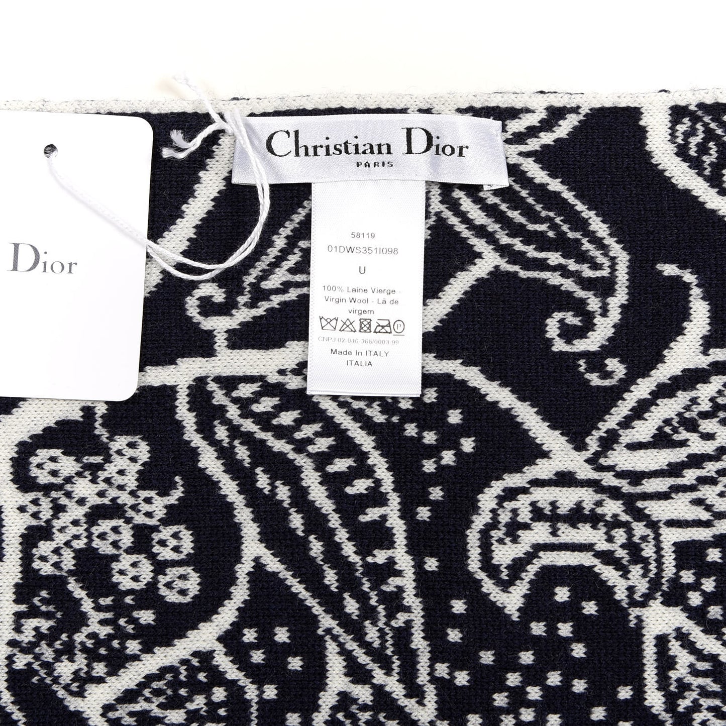 Wool Toile De Jouy Sauvage Scarf Black White
