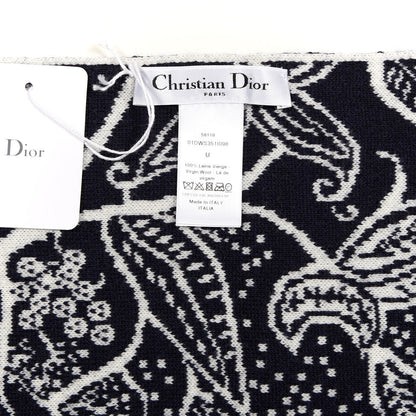 Christian Dior Wool Toile De Jouy Sauvage Scarf Black White 3 of 4