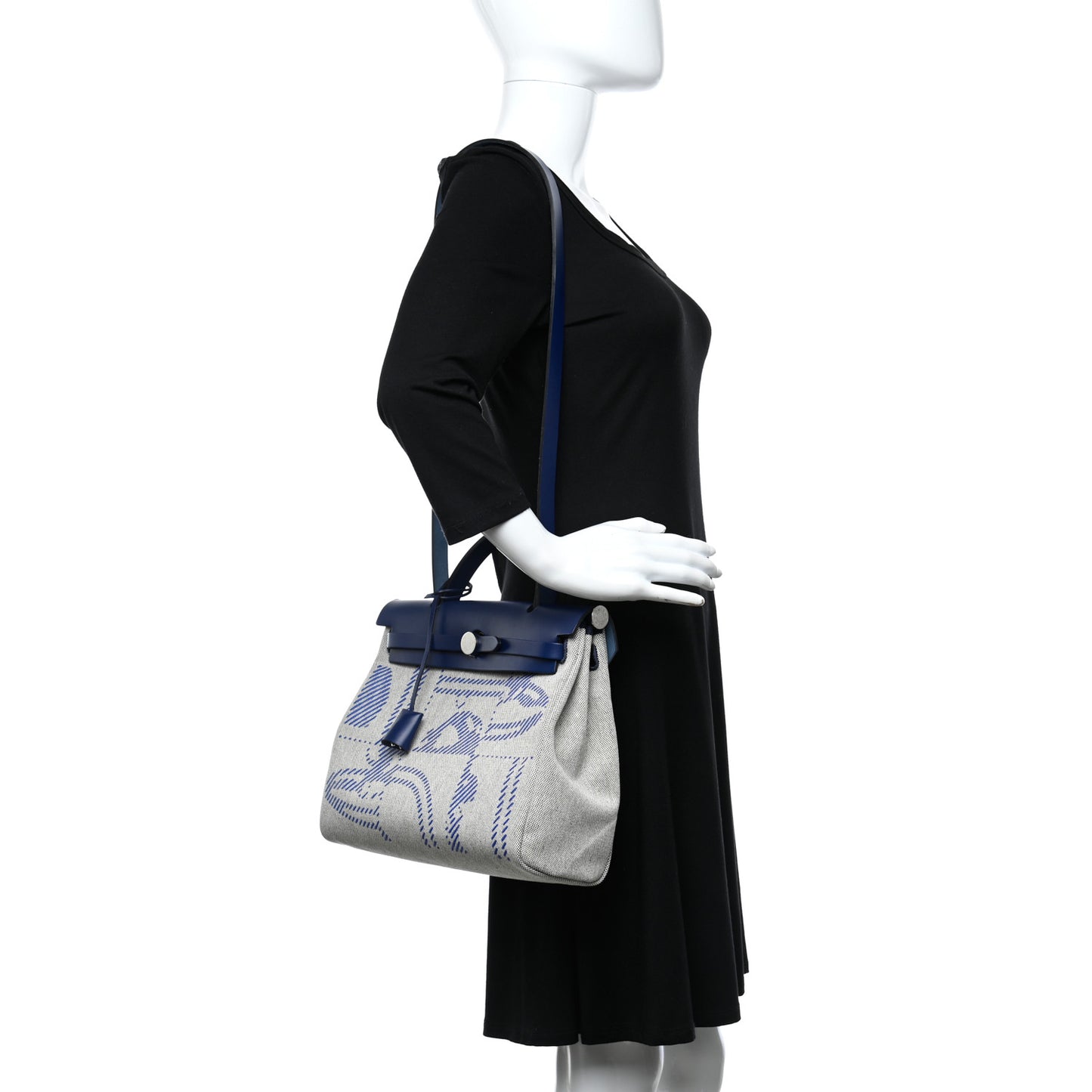 Vache Hunter Toile H Brides de Gala Herbag Zip Retourne 31 PM Bleu De France Ecru Black