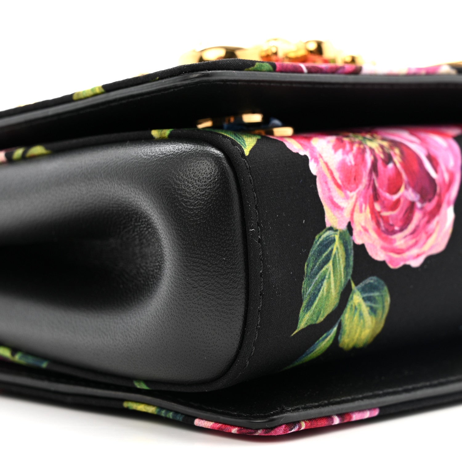 Dolce & Gabbana Calfskin Satin Floral Print DG Girls Bag Black Multicolor 8 of 10