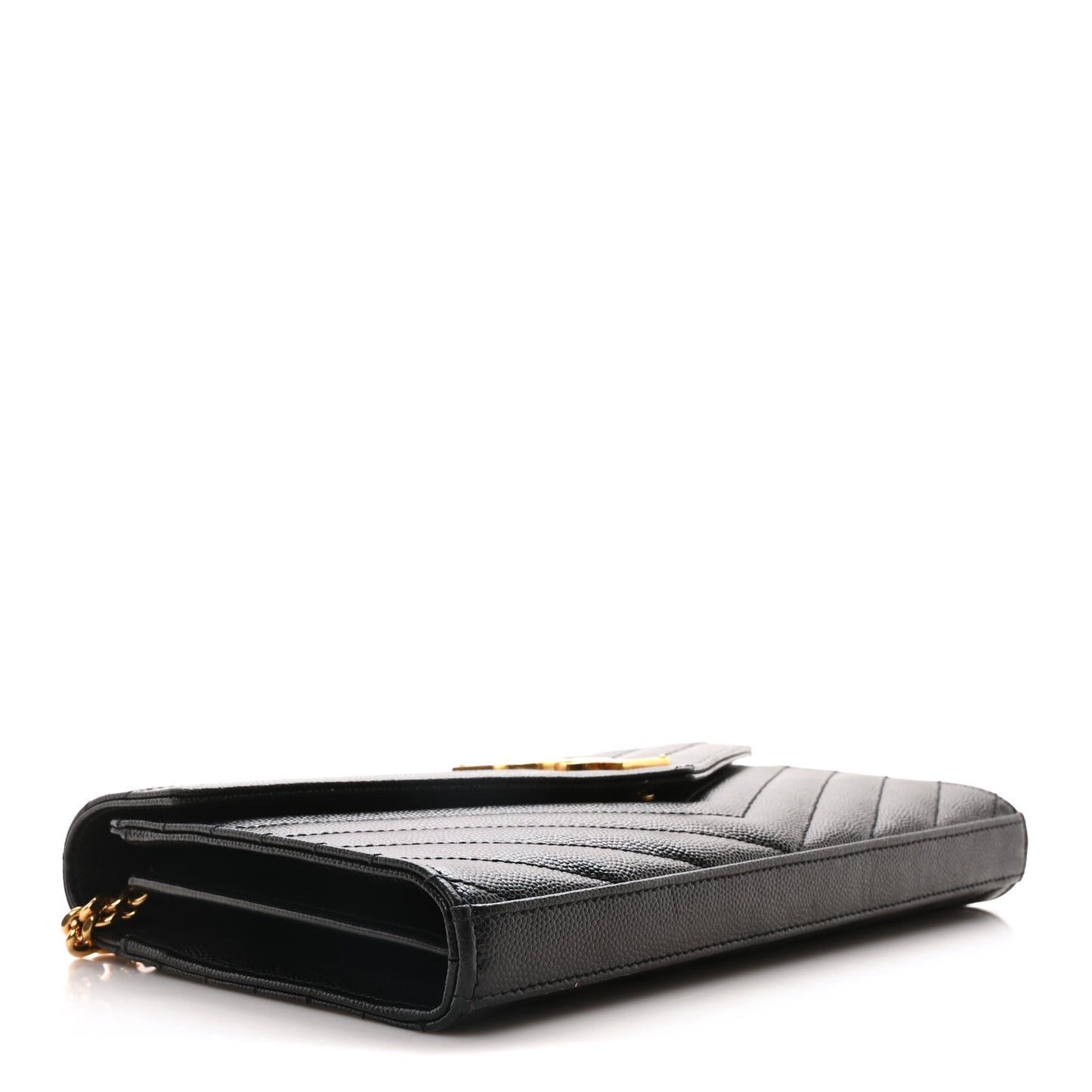 Grain De Poudre Matelasse Chevron Monogram Chain Wallet Black