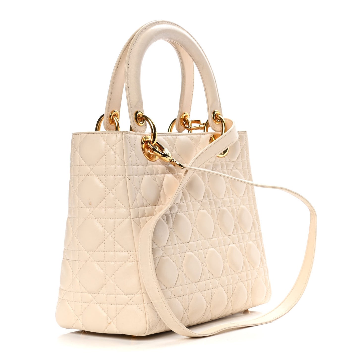 Lambskin Cannage Medium Lady Dior Light Beige