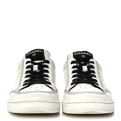 Chanel Calfskin Womens Logo Sneakers 40 Black White 2 of 12