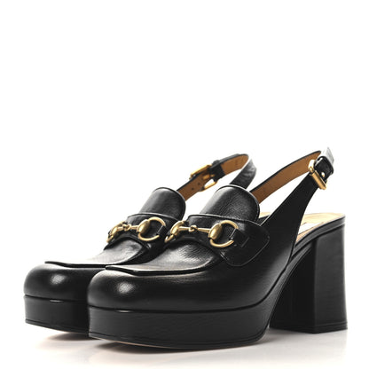Gucci Quentin Granada Kid Horsebit Slingbacks Pumps 37 Black 4 of 9