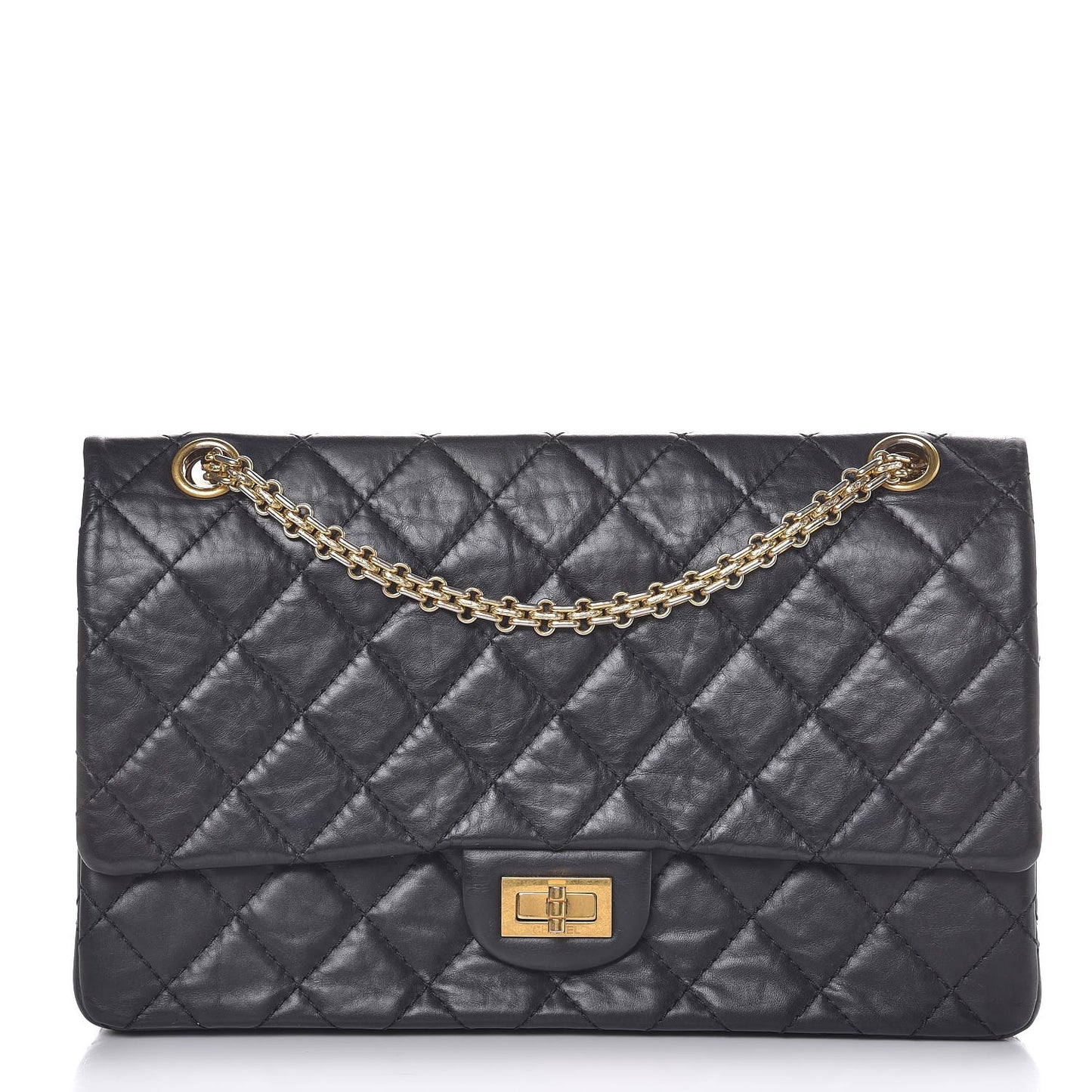 Aged Calfskin Quilted 2.55 Reissue 226 Flap Black