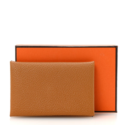 Hermes Chevre Mysore Calvi Card Case Caramel 8 of 8