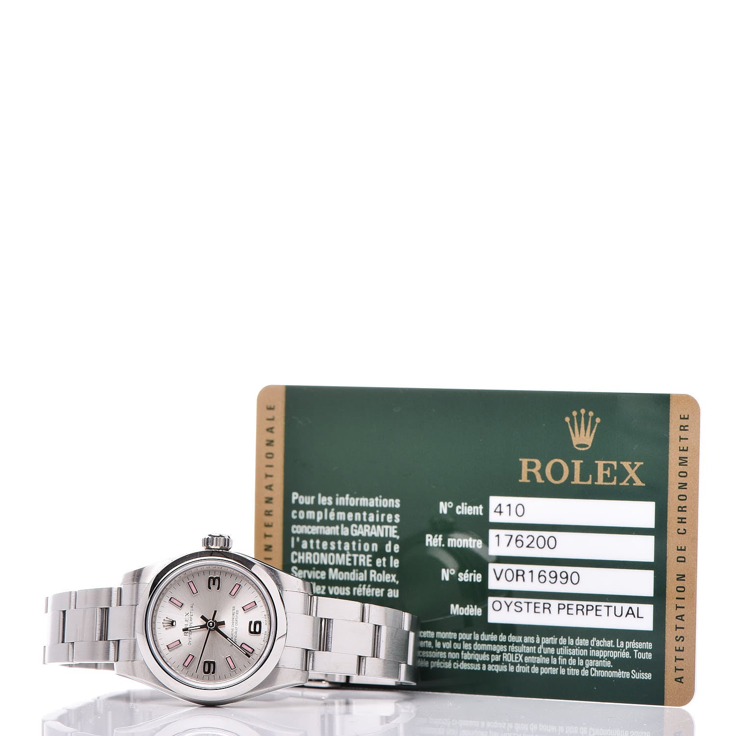 Rolex Stainless Steel 26mm Oyster Perpetual Watch Pink Index 176200 8 of 8