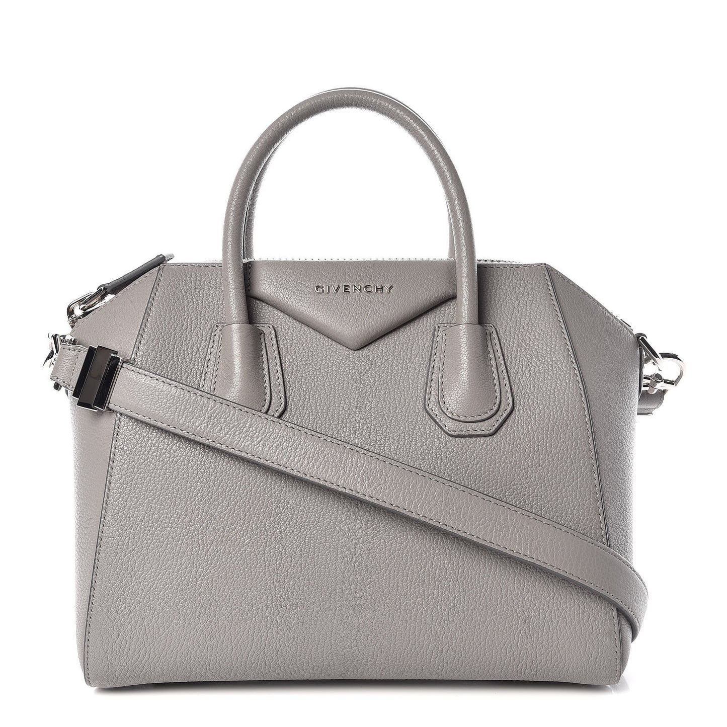 Sugar Goatskin Small Antigona Pearl Grey