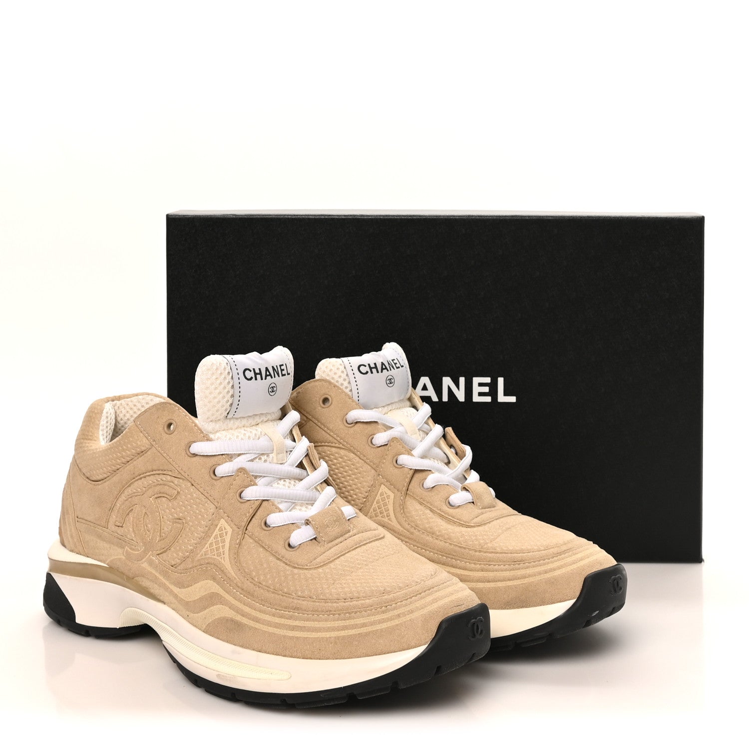 Chanel Fabric CC Womens Sneakers 40 Beige 9 of 9