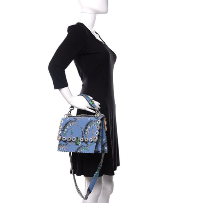 Fendi Vitello Liberty Japanese Blossom Scalloped Studded Grommet Kan I Shoulder Bag Nebula Multicolor 3 of 11
