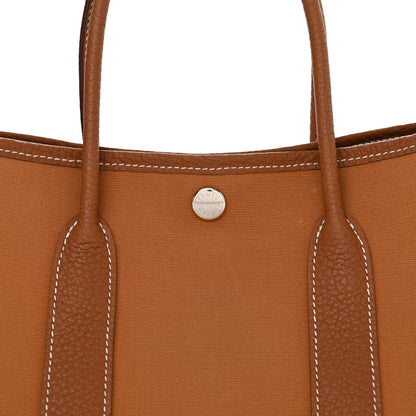Hermes Toile Militaire Vache Country Verso Garden Party 30 TPM Gold Dune Magnolia 8 of 13
