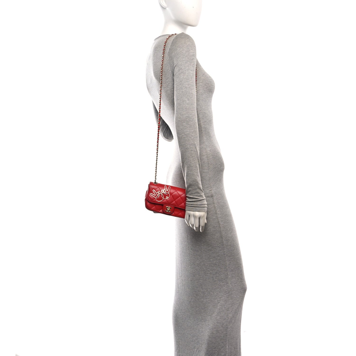 Chanel Lambskin Quilted Extra Mini V For Victory Flap Red 2 of 10