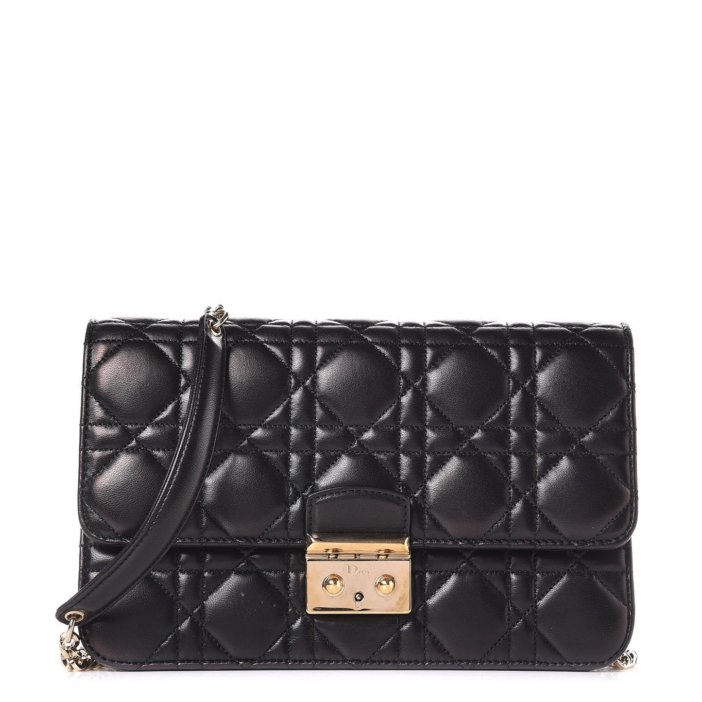 Lambskin Cannage Miss Dior Promenade Pouch Black
