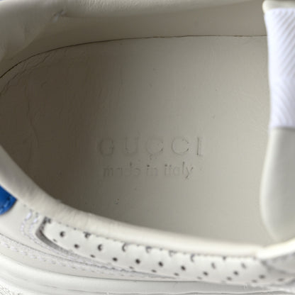 Gucci Calfskin Web Perforated Womens Platform 55mm Sneakers 38 White Bright Splash 6 of 9