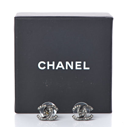 Chanel Ruthenium Crystal CC Earrings 6 of 6