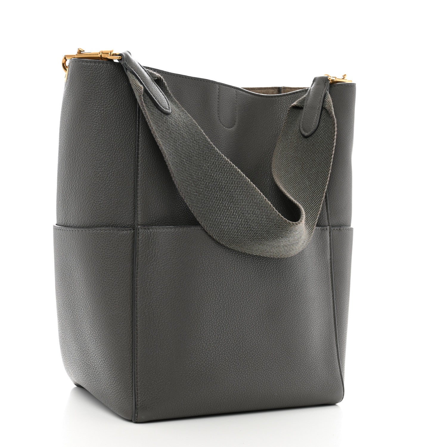 Celine Soft Grained Calfskin Sangle Bucket Bag Kohl 3 of 13