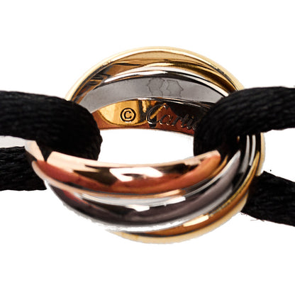 Cartier 18k Pink Yellow White Gold Trinity Adjustable Cord Bracelet Black 3 of 7