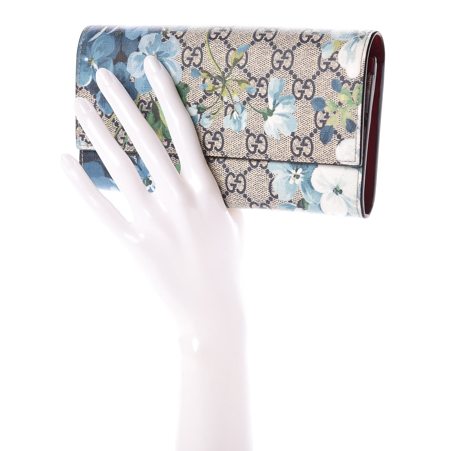 GG Supreme Monogram Blooms Continental Wallet Blue