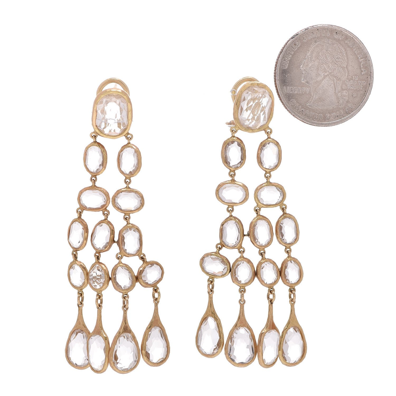 Gucci 18K Yellow Gold Quartz Chandelier Earrings 2 of 5