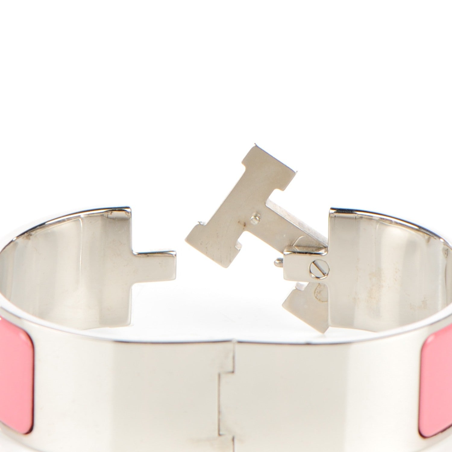 Hermes Enamel Wide Clic Clac H Bracelet PM White Rose Pagoda 9 of 12