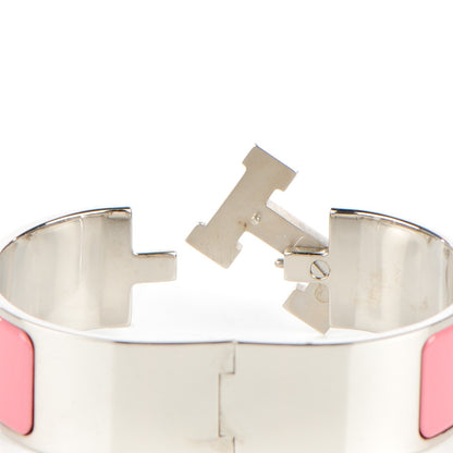 Hermes Enamel Wide Clic Clac H Bracelet PM White Rose Pagoda 9 of 12