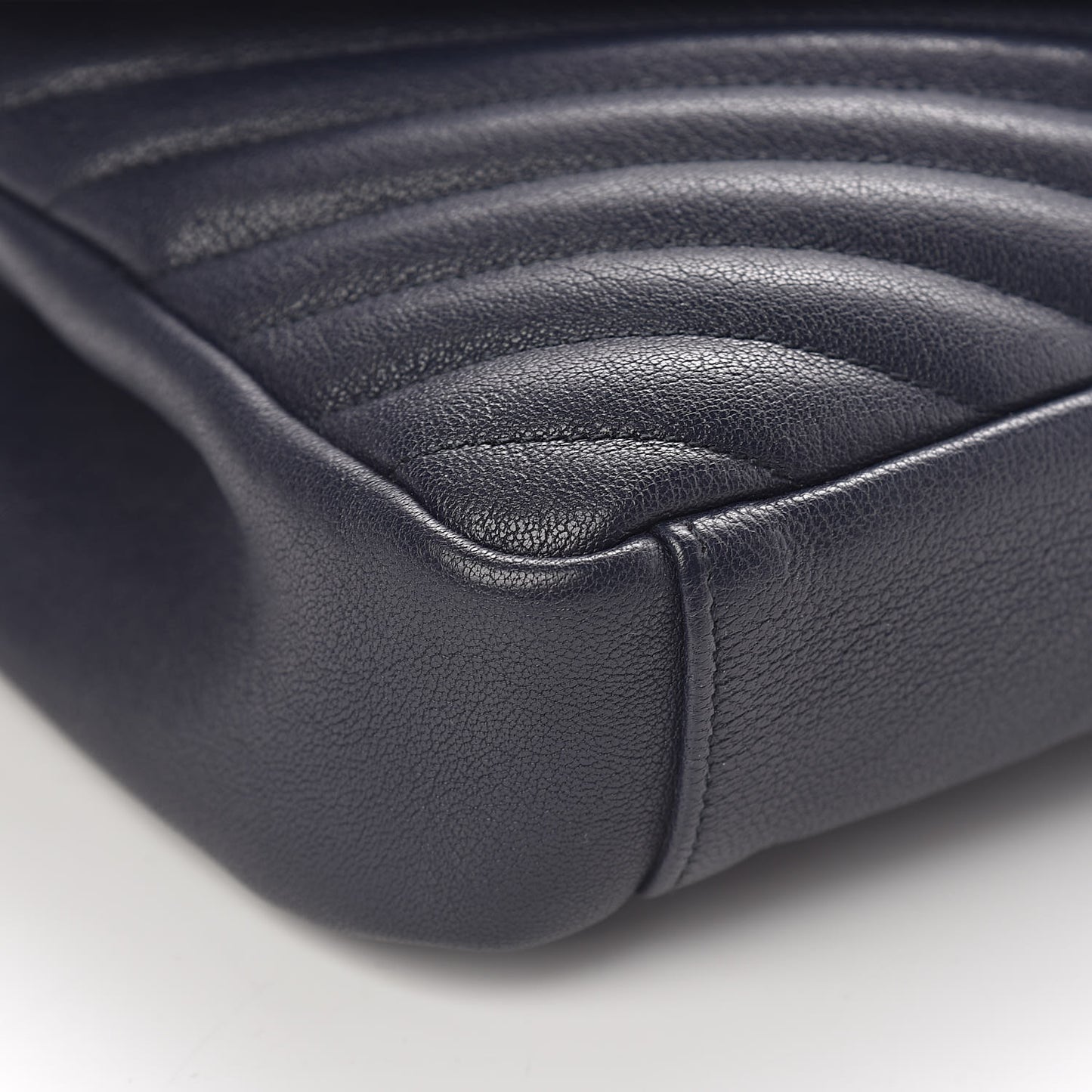 Sheepskin Matelasse Chevron Monogram Medium College Bag Deep Marine