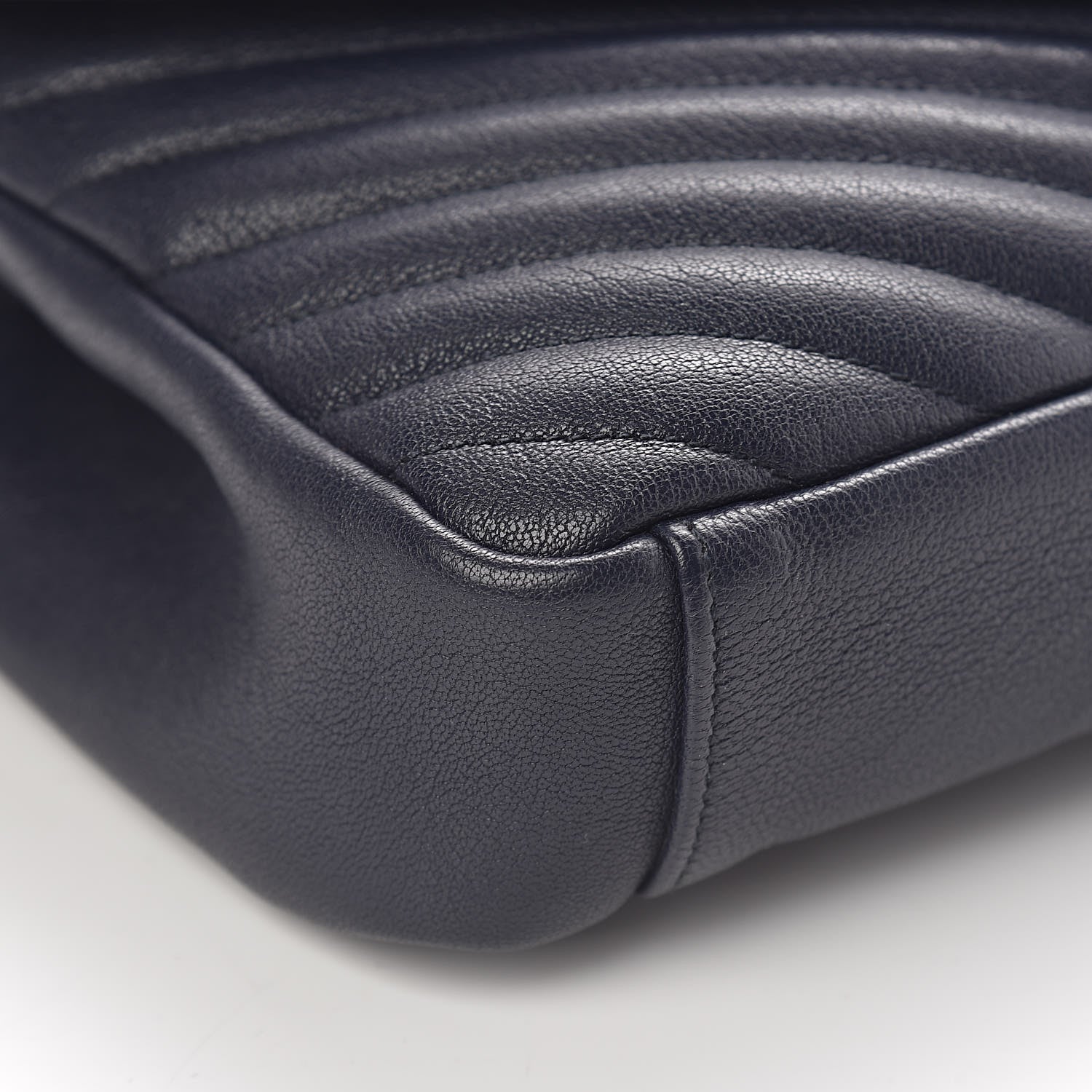 Saint Laurent Sheepskin Matelasse Chevron Monogram Medium College Bag Deep Marine 9 of 15