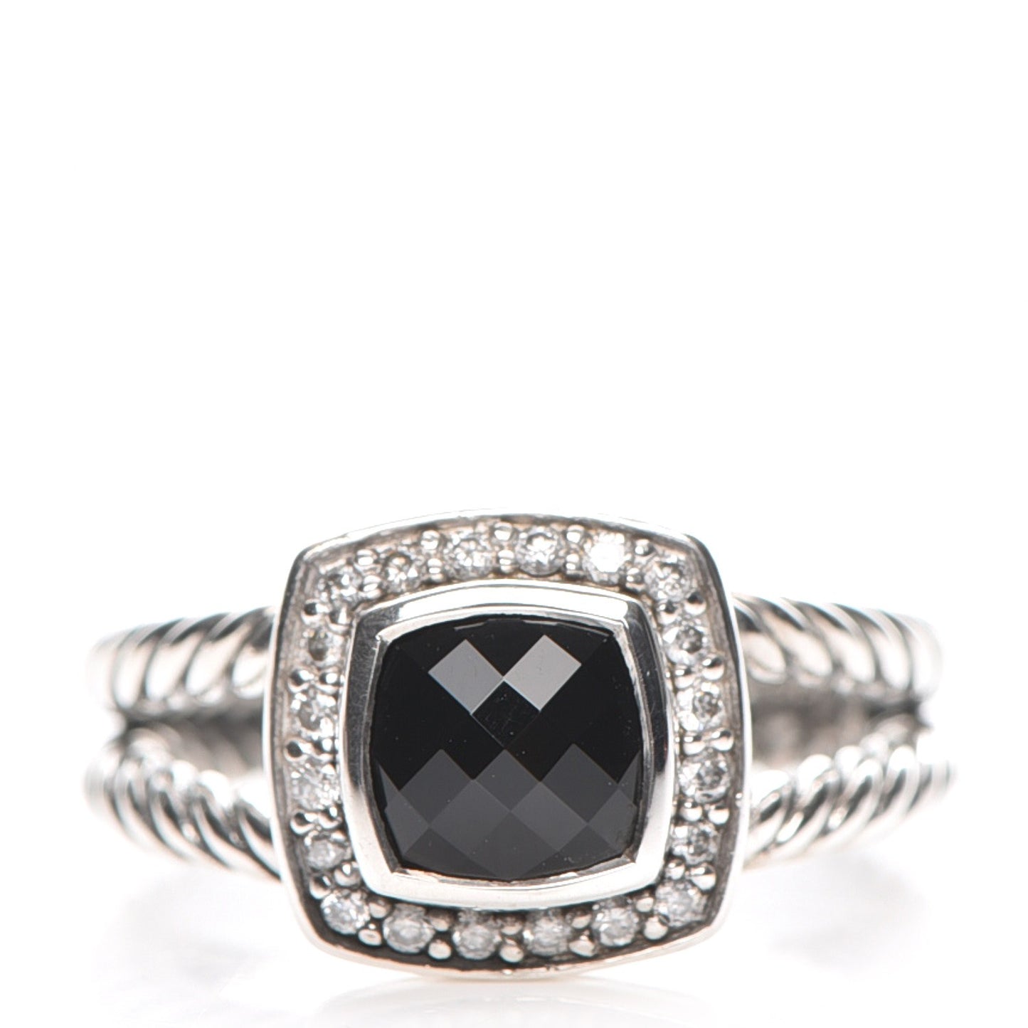 Sterling Silver Diamond Black Onyx 7mm Petite Albion Ring 55 7.25