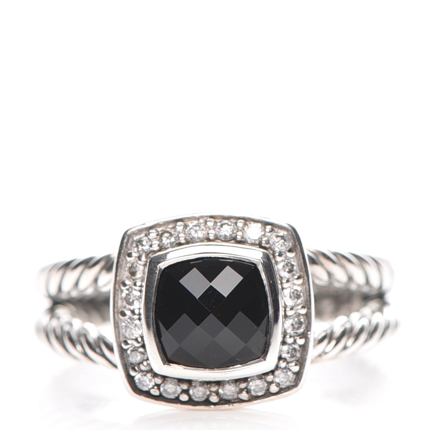 David Yurman Sterling Silver Diamond Black Onyx 7mm Petite Albion Ring 55 7.25 1 of 4
