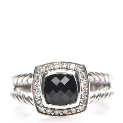 David Yurman Sterling Silver Diamond Black Onyx 7mm Petite Albion Ring 55 7.25 1 of 4