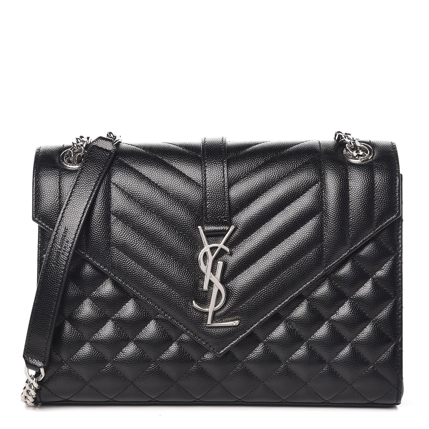 Grain De Poudre Textured Mixed Matelasse Triquilt Medium Monogram Satchel Black