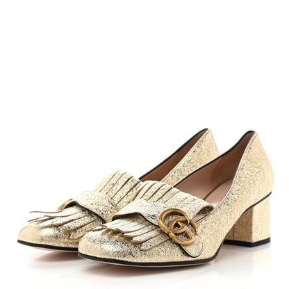 Gucci Galassia GG Marmont Fringe 50mm Loafer Pumps 40 Platino 3 of 9