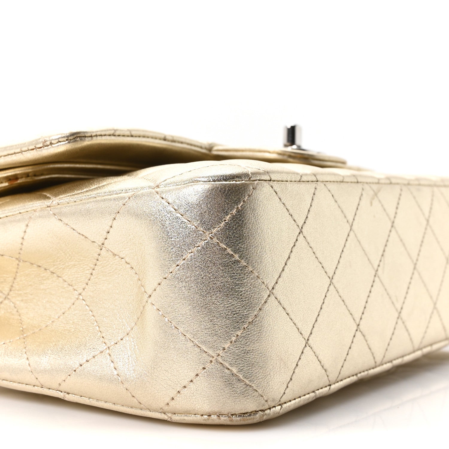 Chanel Metallic Lambskin Quilted Medium Double Flap Pale Gold 8 of 9