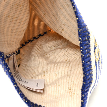 Gucci Cotton Monogram Jumbo GG Beanie Hat S Navy Ivory 4 of 5
